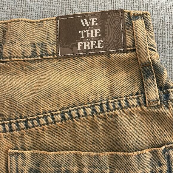 NWT Free People Boomerang hi rise long sandblast worn look denim shorts - Picture 9 of 13